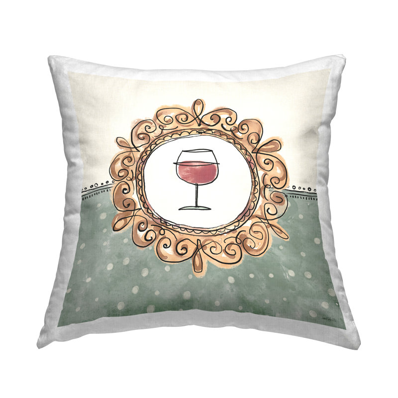 Wine with Classic Border Decorative Printed Throw Pillow Design by Anne Tavoletti