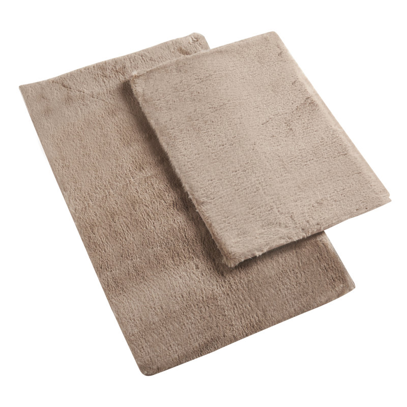 Rosenda Faux Fur Non-slip Bath Mat, Mink
