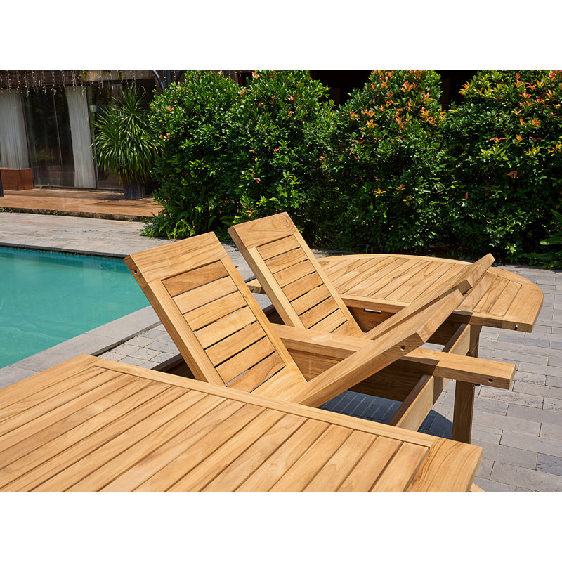 Oval Double Extendable Teak Dining Table