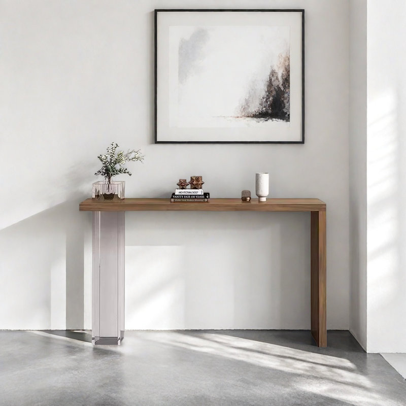 Modern Minimalist Art Console Table, Brown/Clear