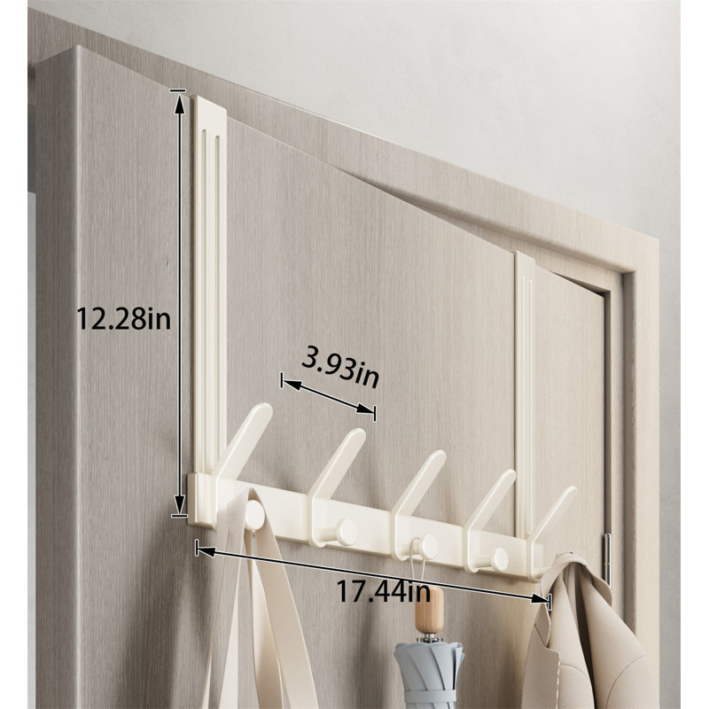 Porte-crochet en alliage d'aluminium au-dessus de la porte, H 12,32 po x l 17,44 po x P 1,77 po