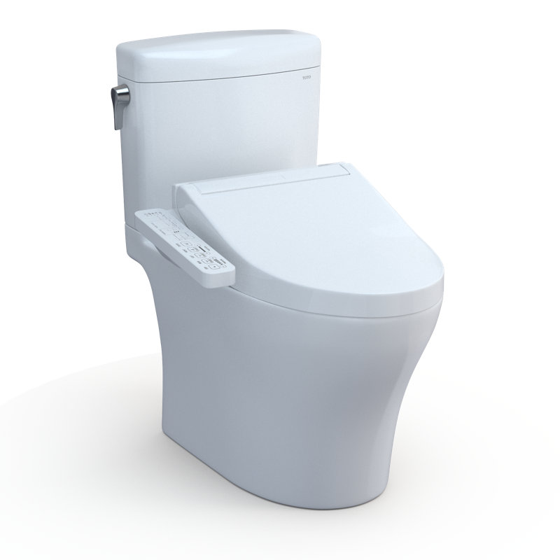 Toilette allongée deux pièces à double chasse 1,28 et 0,9 GPF TOTO® WASHLET® + Aquia IV® avec siège de bidet en coton blanc