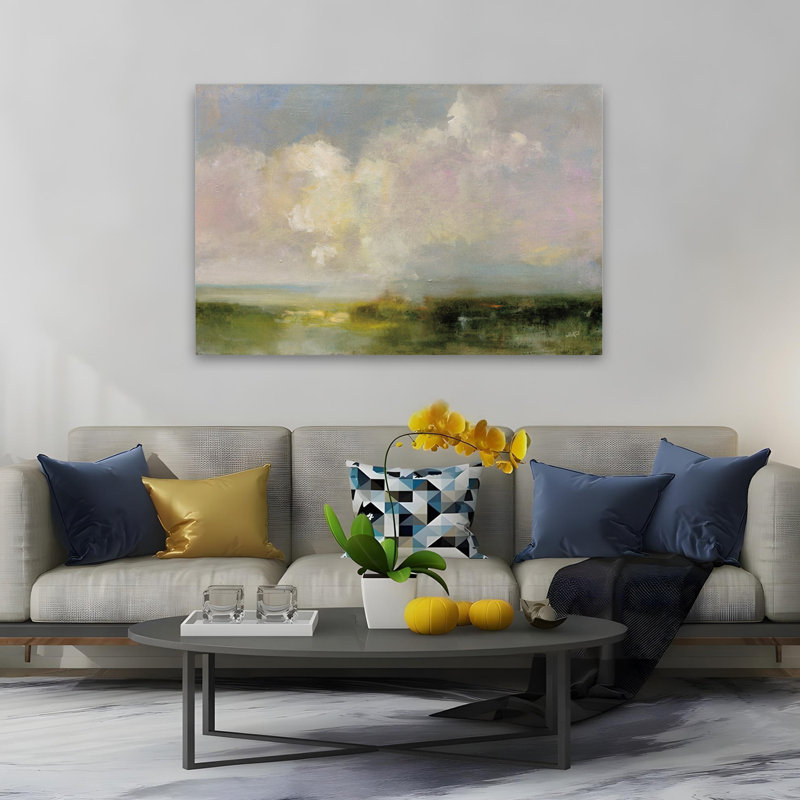 Art réfléchi noir et bleu, H 40 po x l 60 po