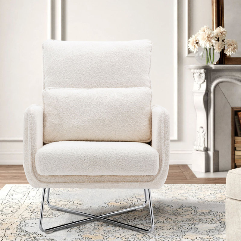 Fauteuil d'appoint en velours, Velours blanc