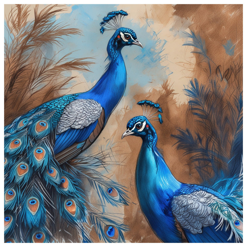 Coussins décoratifs Blue Peacock, 16 x 16 pouces