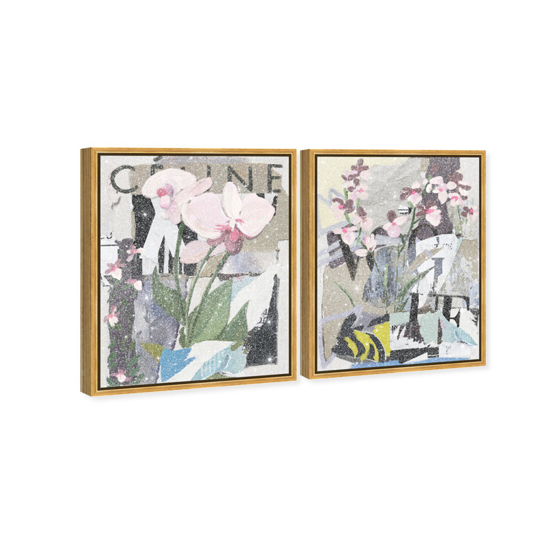 Fine Art Fashion Set Floral & Botanical Canvas Print by Oliver Gal, Black Frame, 16 x 20, 17"H x 21"W, Gold Floater Frame