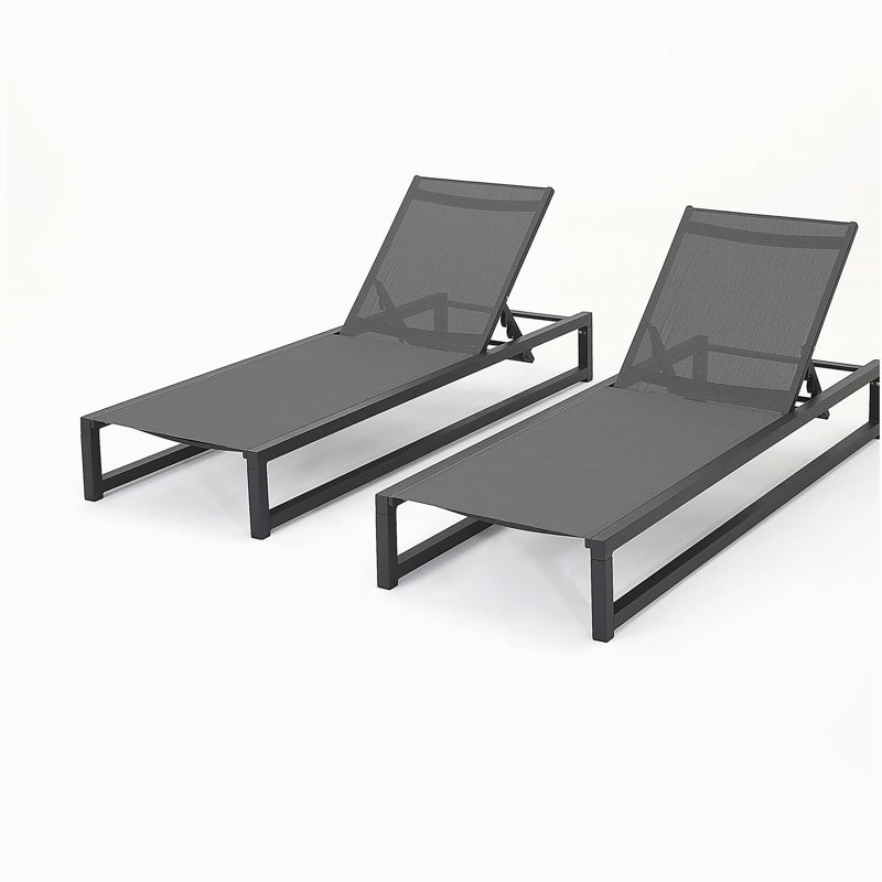 Chaise longue Modesta, ensemble de 2, Noir