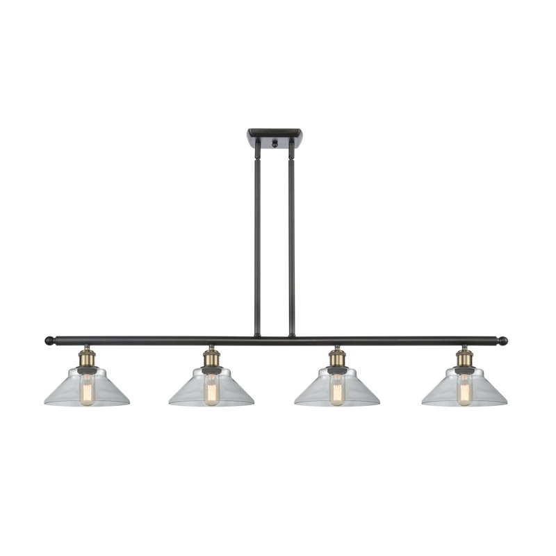 Luminaire suspendu linéaire à 4 lumières pour îlot de cuisine Newton St Loe, Transparent, Ampoule non incluse