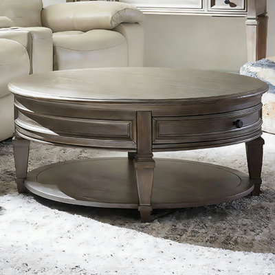 Table basse ronde en bois massif Retro