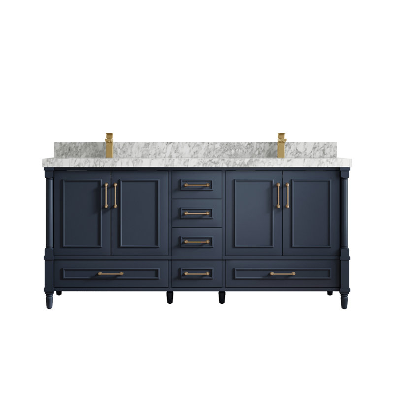 Hudson 72" Hale Blue Double Sink Vanity with Carrara Marble Top