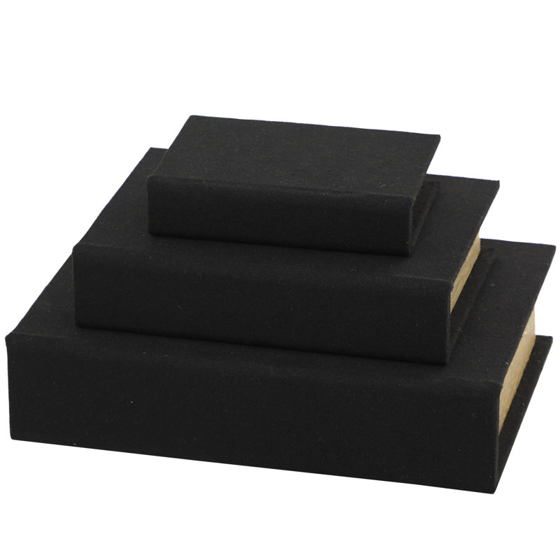 Ensemble de boîtes décoratives en lin et tissu, Noir