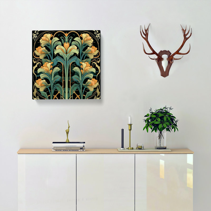 Floral Art Deco No.5 - Print, 50cm H x 50cm W x 3cm D