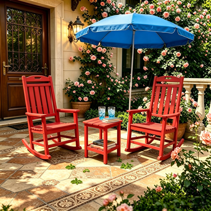 Chaise berçante en plastique Brayshun, Rouge