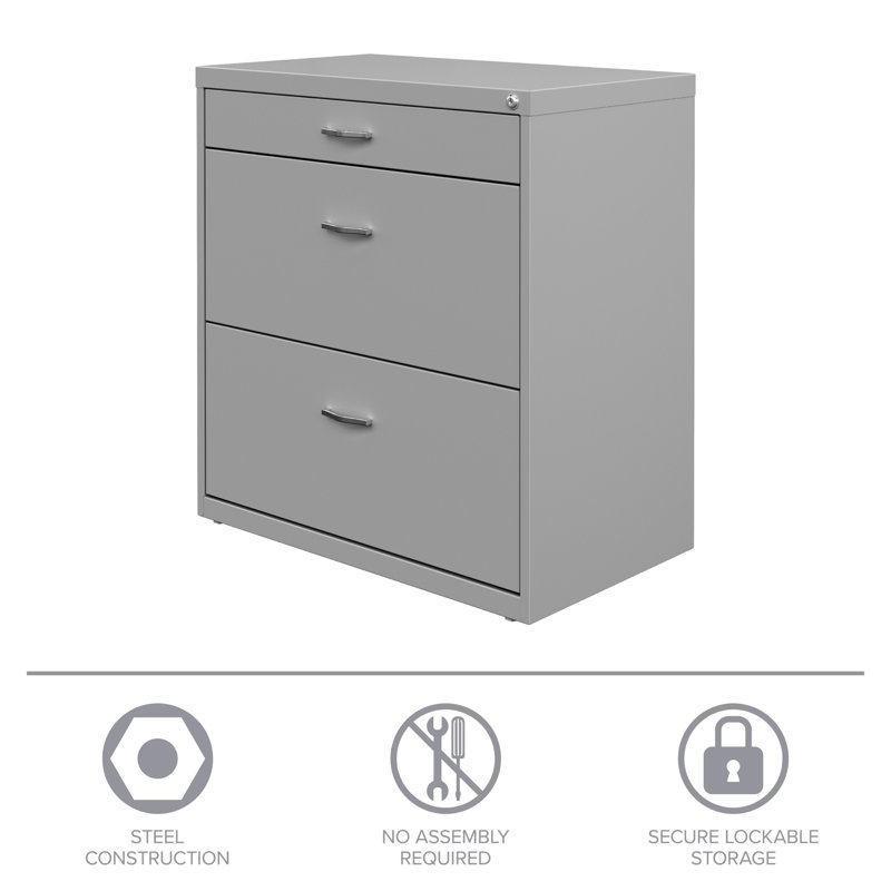 SoHo Chic 3-Drawer Metal Lateral Legal File Cabinet with Lock