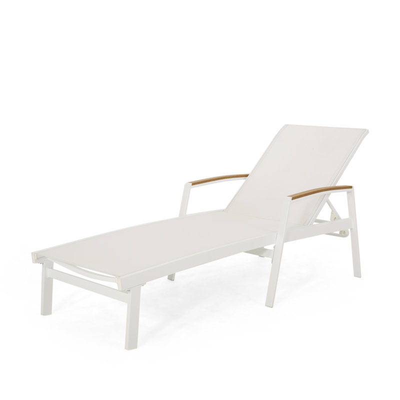 Burnam Outdoor Metal Chaise Lounge Set with Table, White