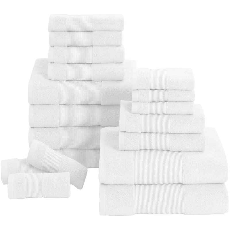  18 Piece 100% Cotton Towel Set, White