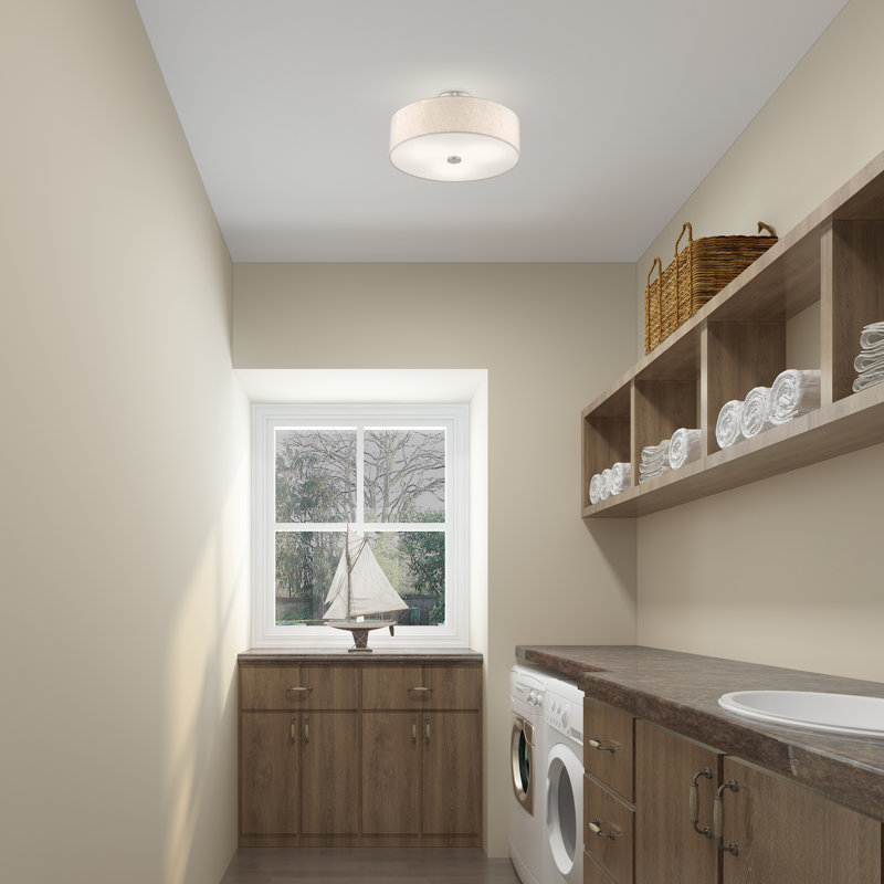 Arianny Linen Blend Semi Flush Mount, Brushed Nickel