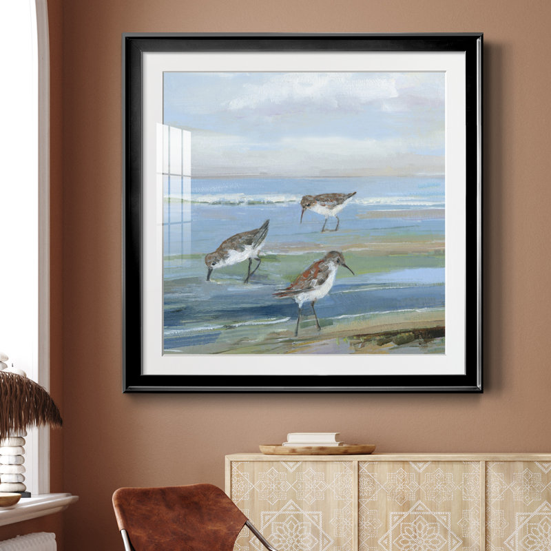 Seabird Beach I - peinture encadrée, Toile avec cadre noir, H 30,5 po x l 30,5 po x P 1,5 po