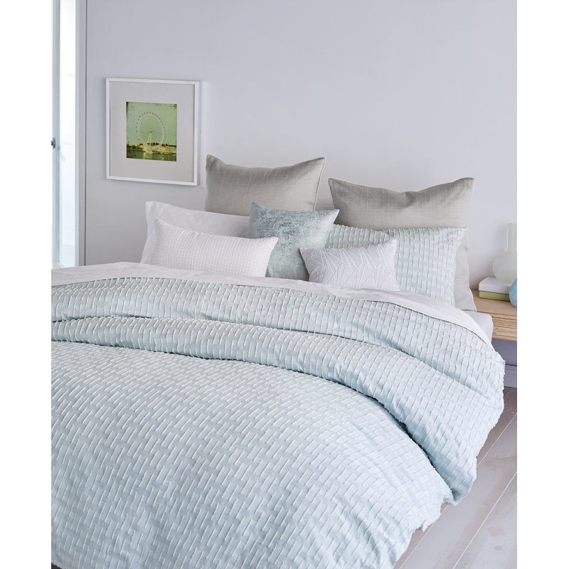 Refresh Geometric Cotton Duvet Cover, Mist, Twin Duvet Cover