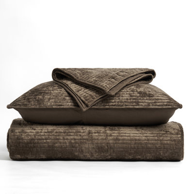 Striped Channel Velvet Quilt Set