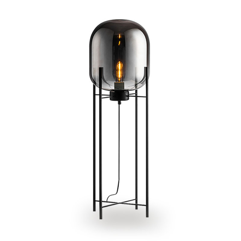 Lampe de plancher de chambre à coucher haut de gamme Iron Artistic Minimalist, Argent argent, 55.12"