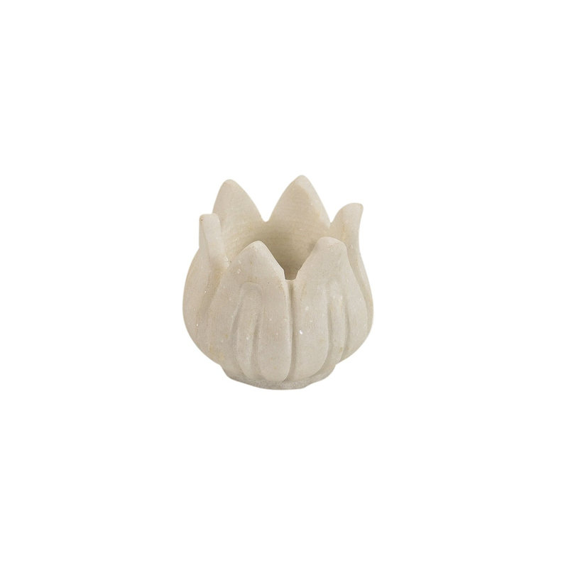 Small Zen White Marble Lotus Tealight Holder for Home Decor