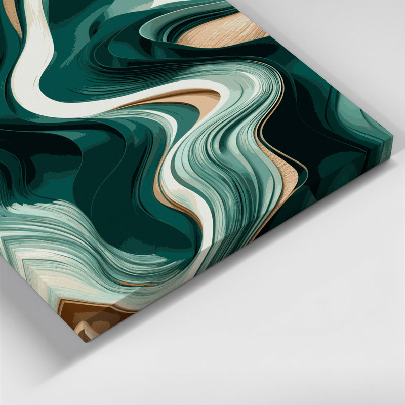 Abstrait paysage 51, art mural sur toile verte, H 16 po x l 16 po