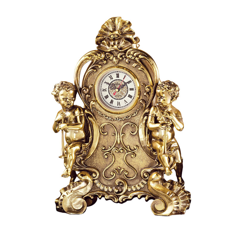 Traditional Roman Numeral Resin Quartz Movement / Crystal Tabletop Clock in Brass