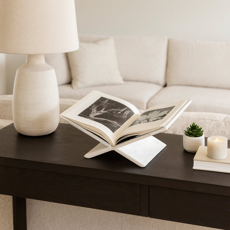 Présentoir à livres Marble, Marbre blanc