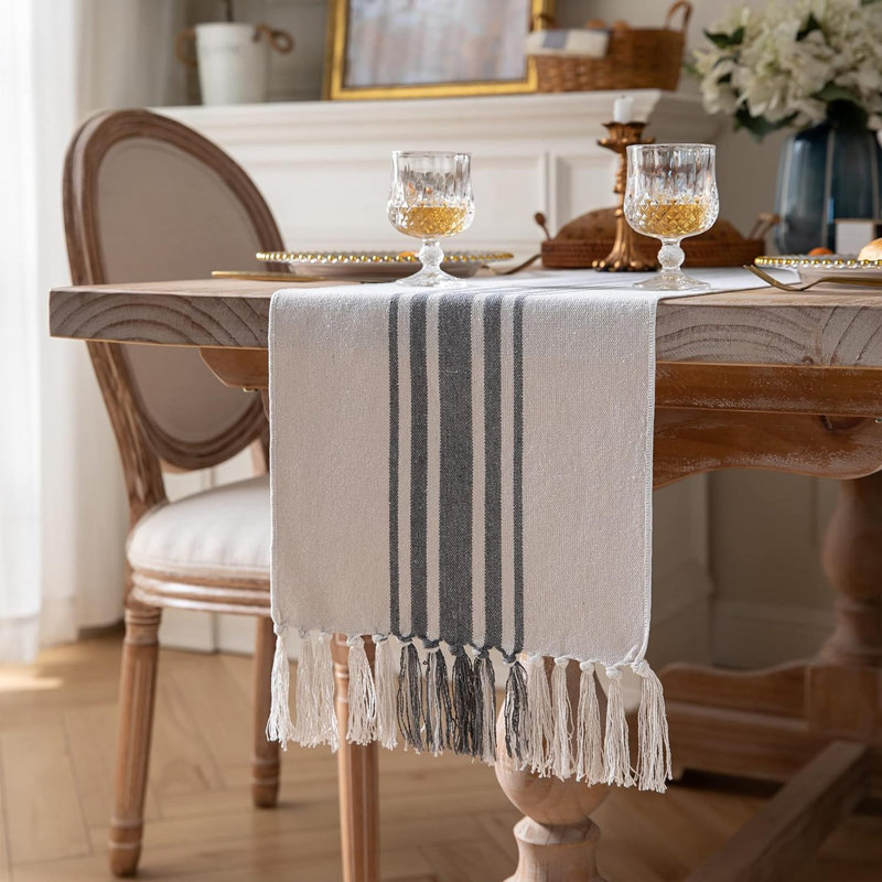 Chemin de table Molique, 72 po x 13 po, Beige/gris