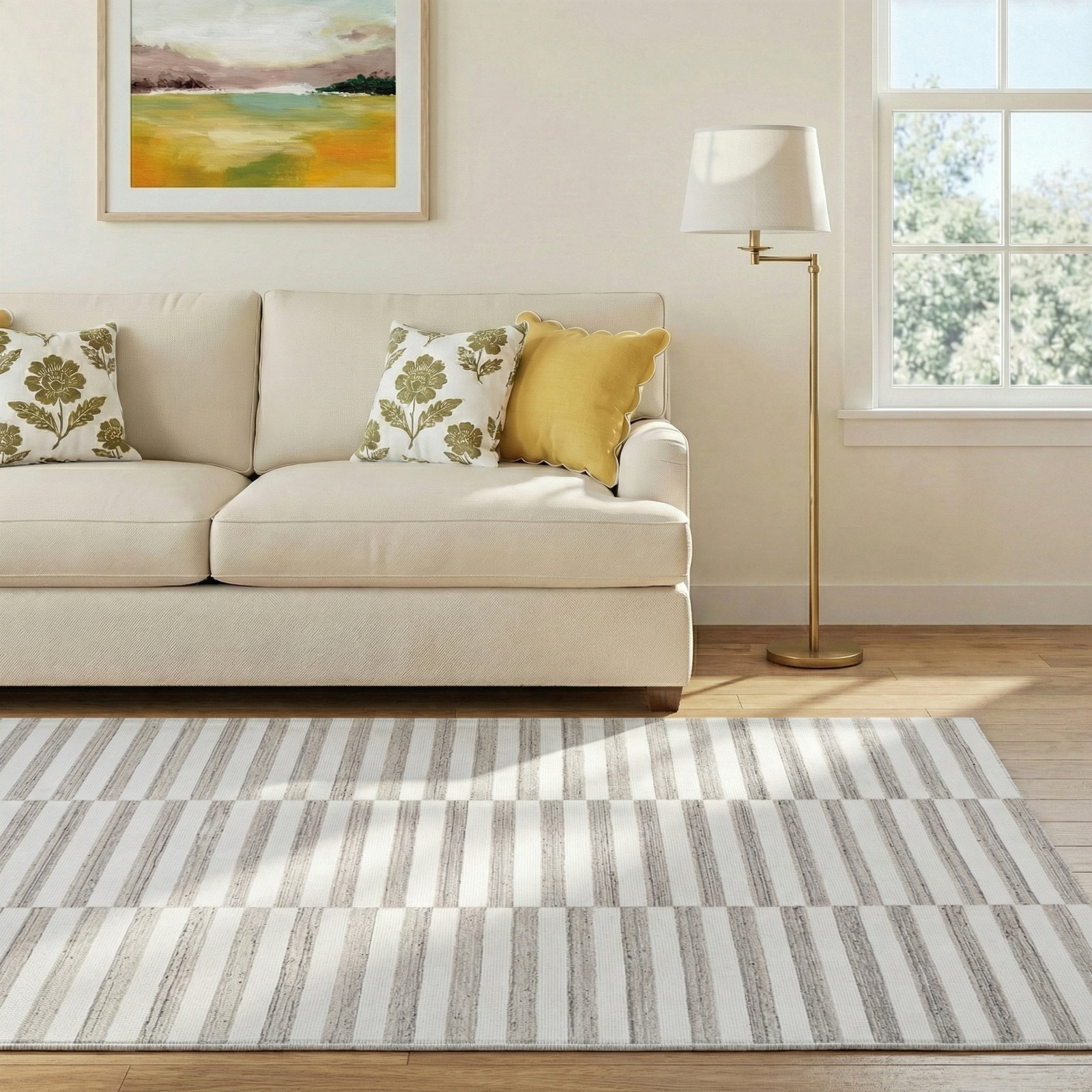 Ernie Hand-Woven Striped Rug, Rectangle 5' x 7'6"