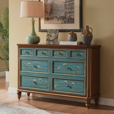 Blue Solid Wood Accent Cabinet