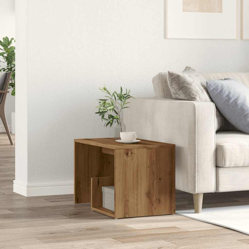 Gniya Floor Shelf End Table, Old Wood, Old Wood