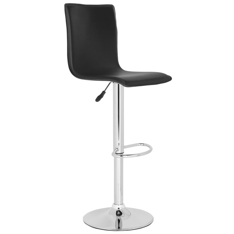 Tabouret de bar à hauteur ajustable et rotatif rembourré et revêtu de tissu d'ameublement Bunky, Noir
