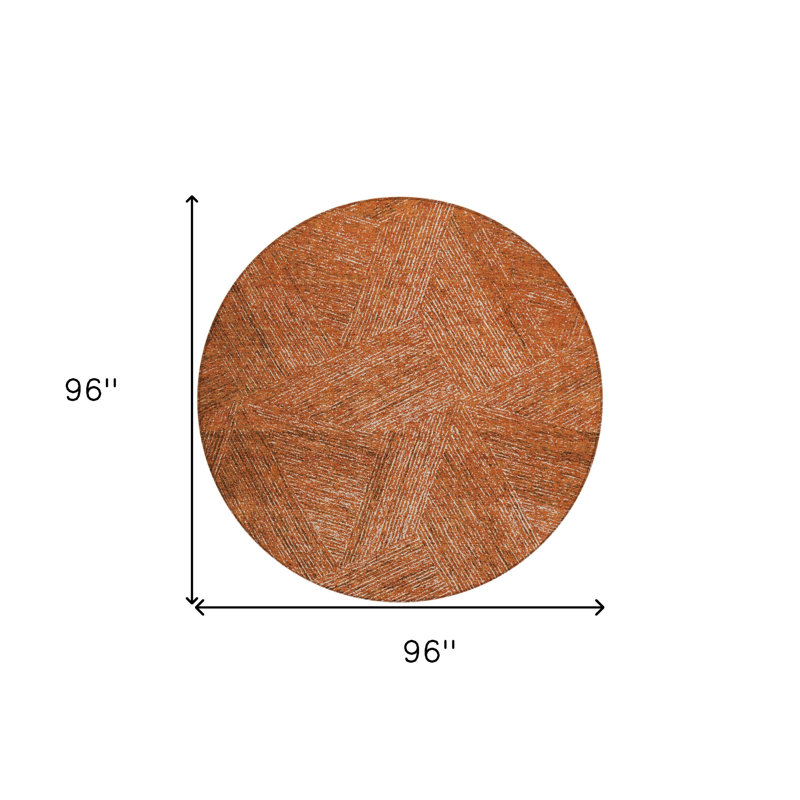 Tapis intérieur rond lavable abstrait brun et beige 8 pi HomeRoots
