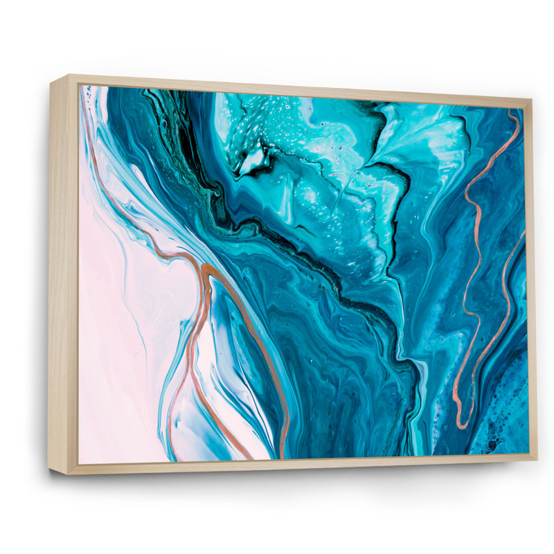 Luxury Luxury Turquoise Marble River - œuvre d'art moderne sur toile, H 34 po x l 44 po x P 1,5 po