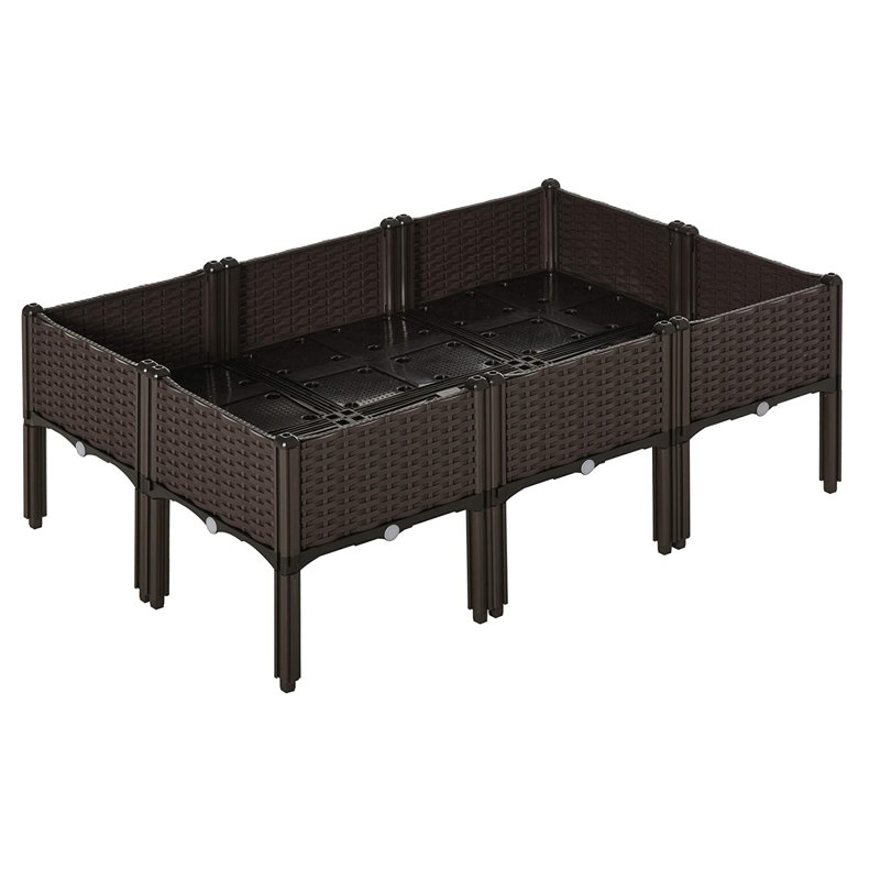 Juniper Set of 6 26L Garden Raised Bed, PP Elevated Planter Box, Brown