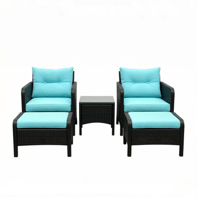 Modern Patio Sofas Set, Steel Rattan Compact Conversation For Home Patio