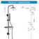 Shower System With 6" Rain Showerhead, 3-Function Hand Shower, Adjustable Slide Bar And Shower Shelf