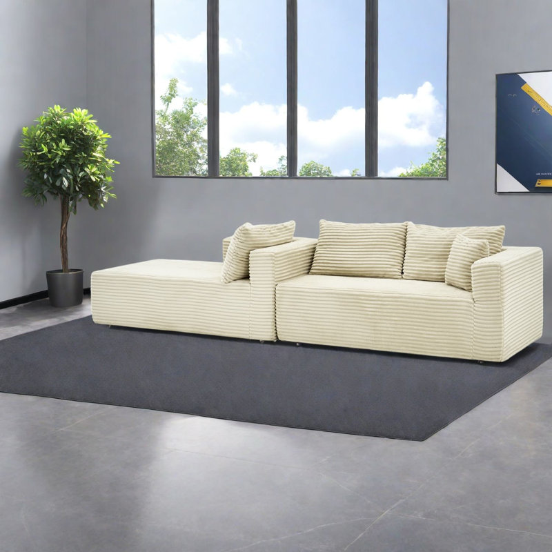 Canapé modulaire en velours côtelé beige