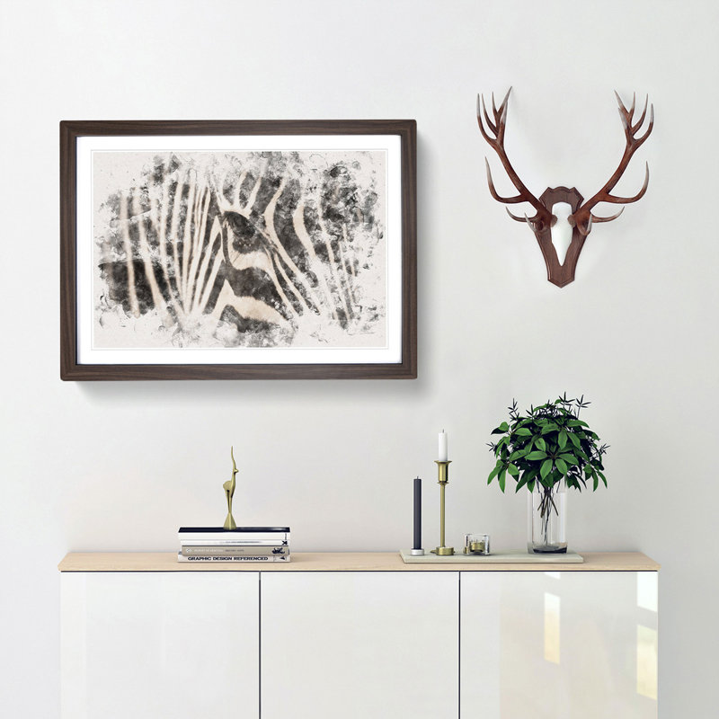 Eye Of The Zebra - Single Picture Frame Painting on MDF, 45cm H x 63cm W x 2cm D, Walnut Framed
