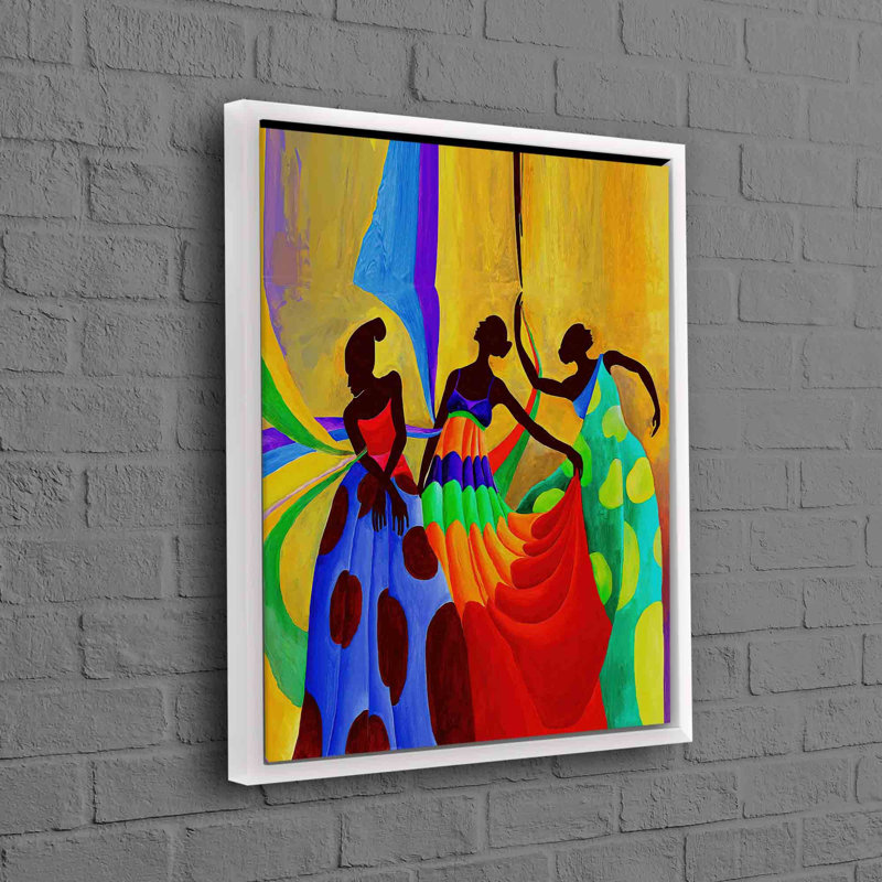 «Vibrant African Women Dancers» sur toile de coton, art idéal pour une présentation murale dans les espaces de la maison ou du bureau
