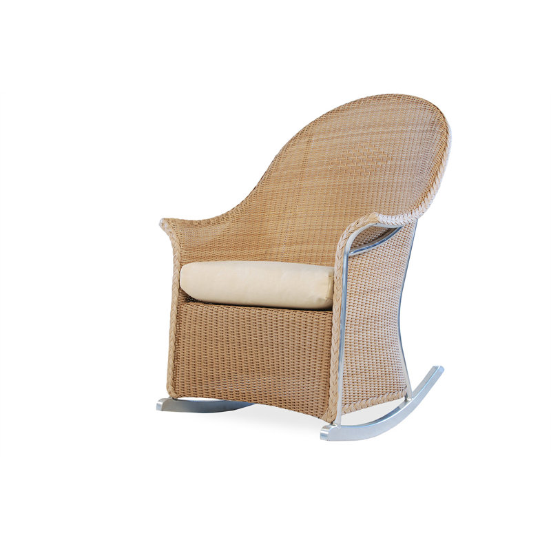 Universal Loom Accessories Outdoor Rocker Chair, Canvas Natural, White