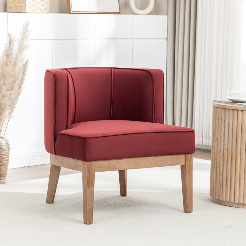Fauteuil demi-tonneau Karoll, Velours rouge, 1