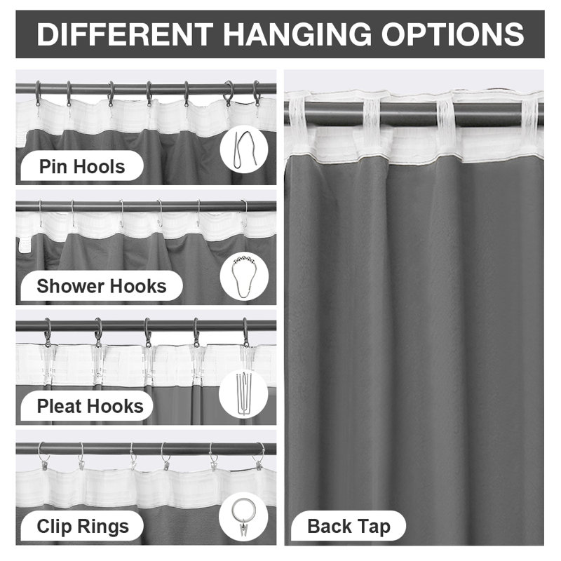 Lauier Velvet Blackout Curtain Pair, 52" W x 84" L, Dark Gray