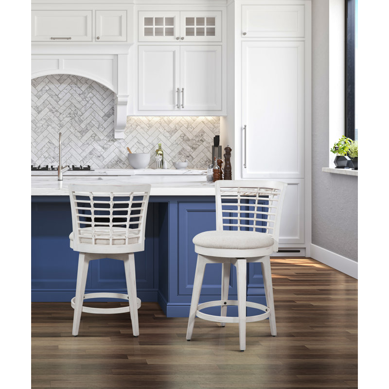 Beach Comber Counter Height Swivel Stool, Whitewash, Counter Stool (25" Seat Height)