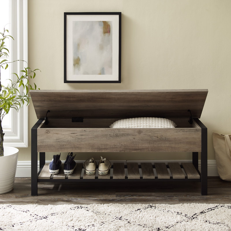 Bennett Storage Bench, Grey Wash