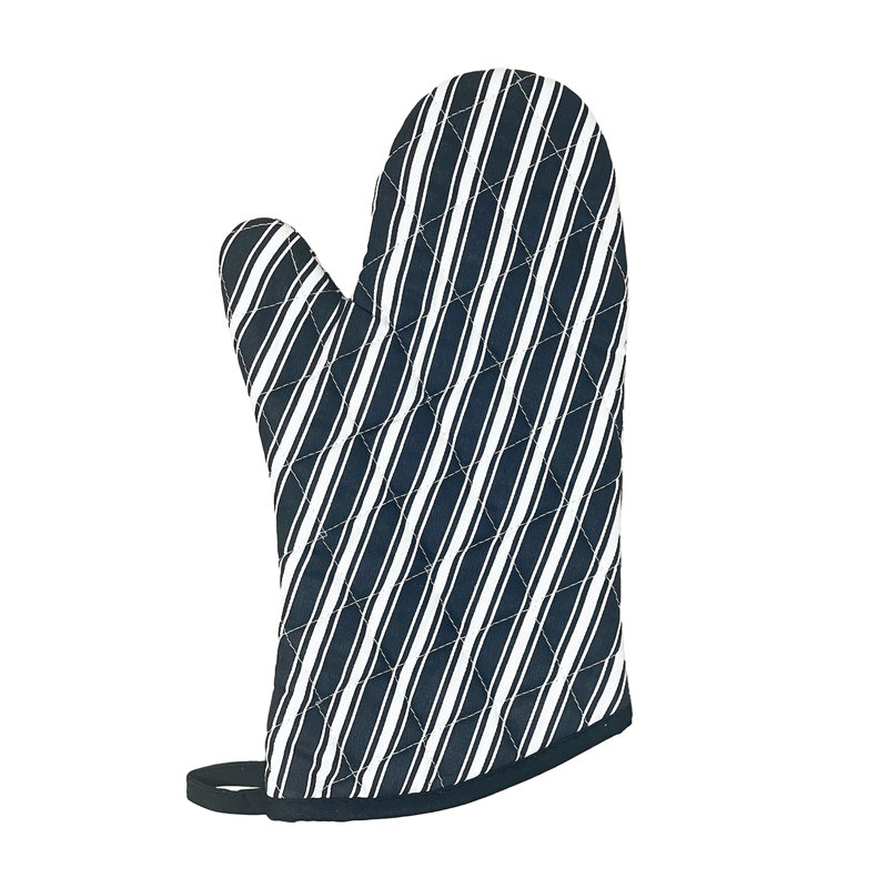 Better Houseware Striped Cotton Oven Mitt, Black