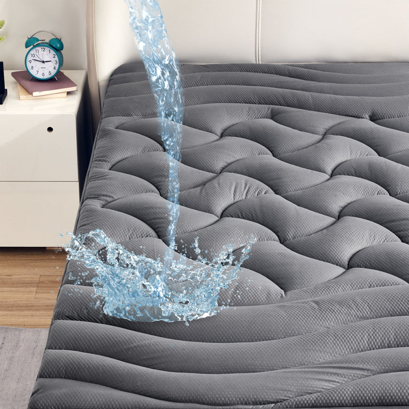 Protège-matelas matelassé imperméable et matelassé, Gris, Lit simple
