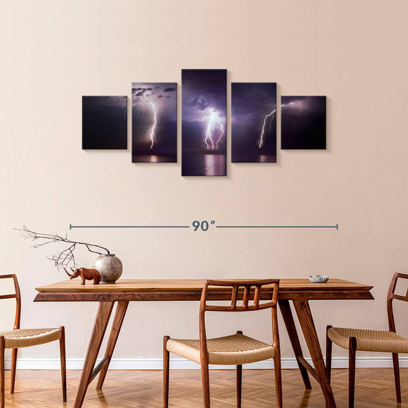 Lightning Strikes Above The Ocean, 36" H x 80" W